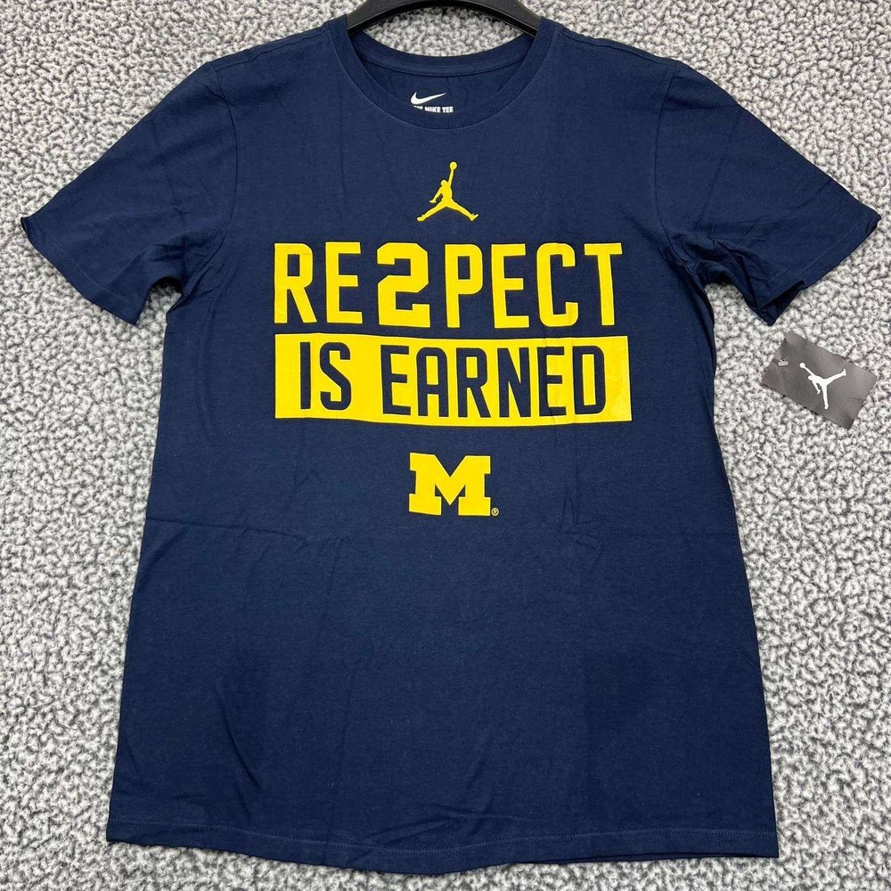 Michigan Wolverines x Air Jordan Shirt Men Small Blue Nike Short Sleeve New S‎